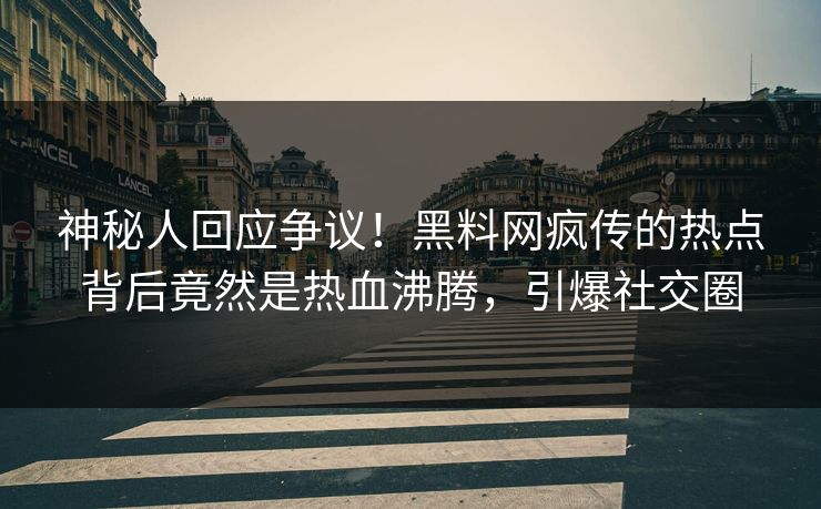 神秘人回应争议！黑料网疯传的热点背后竟然是热血沸腾，引爆社交圈
