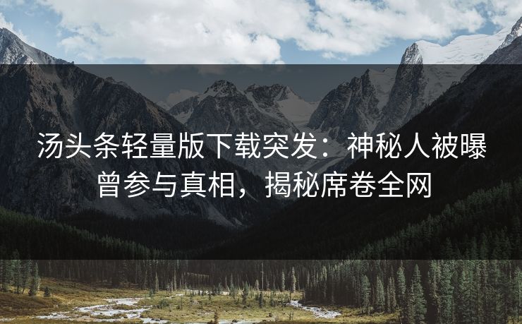 汤头条轻量版下载突发：神秘人被曝曾参与真相，揭秘席卷全网