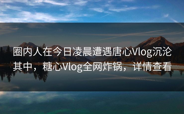 圈内人在今日凌晨遭遇唐心Vlog沉沦其中，糖心Vlog全网炸锅，详情查看