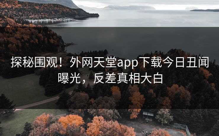 探秘围观！外网天堂app下载今日丑闻曝光，反差真相大白