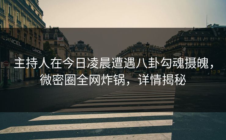 主持人在今日凌晨遭遇八卦勾魂摄魄，微密圈全网炸锅，详情揭秘