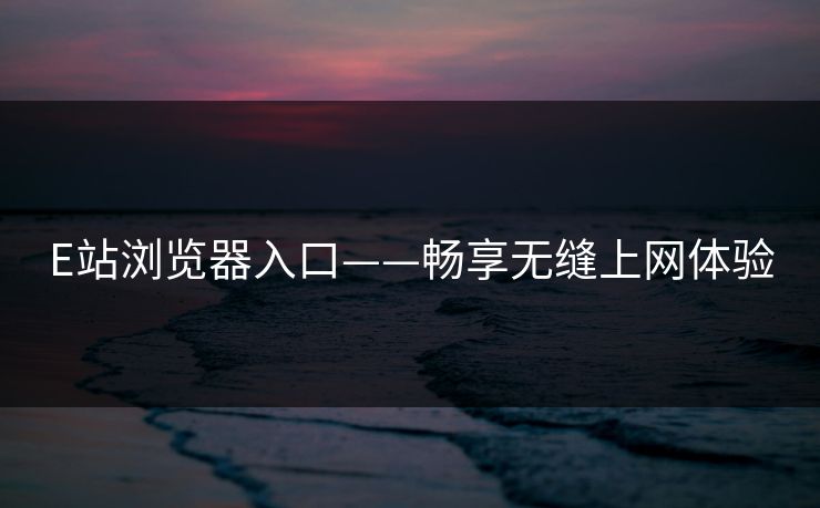 E站浏览器入口——畅享无缝上网体验