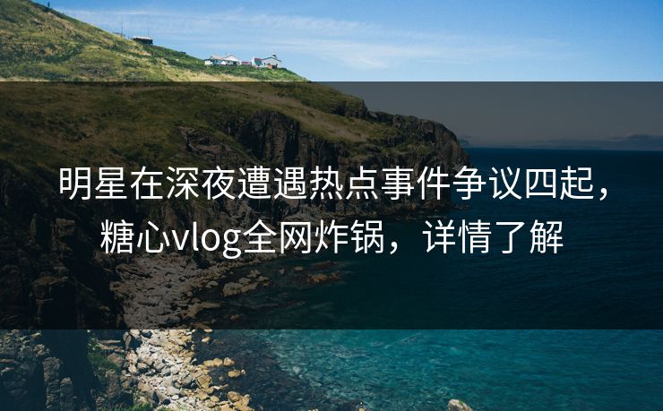 明星在深夜遭遇热点事件争议四起，糖心vlog全网炸锅，详情了解