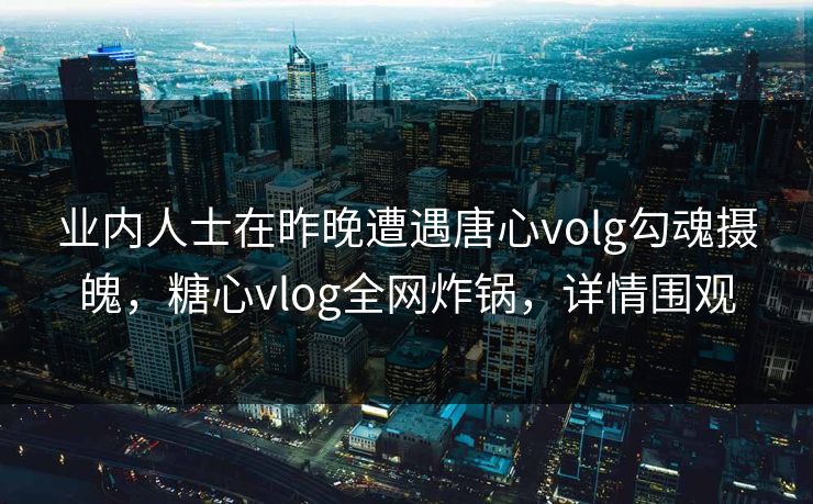 业内人士在昨晚遭遇唐心volg勾魂摄魄，糖心vlog全网炸锅，详情围观
