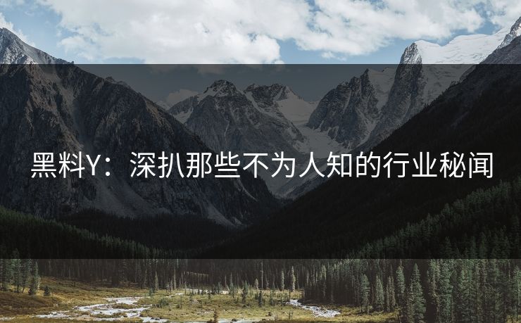 黑料Y:深扒那些不为人知的行业秘闻 黑料Y:深扒那些不为人知的行业秘闻